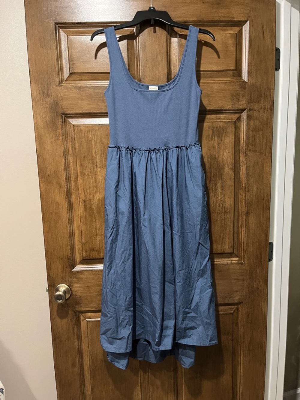 Blue Sleeveless Gathered-Waist Women's Dress